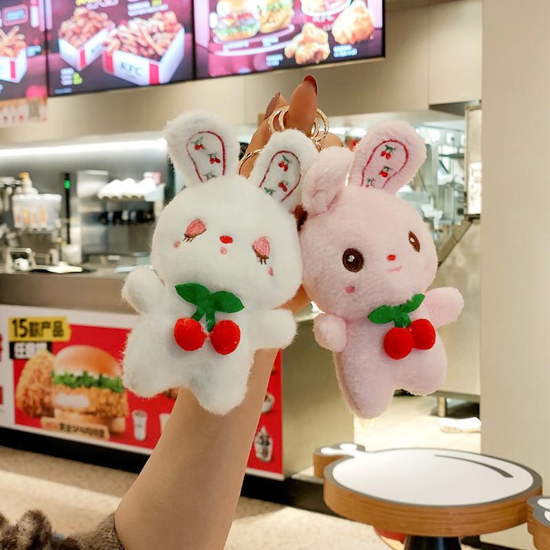 Charming And Fluffy Space Bunny Keychain In White And Blue For Stylish Backpacks