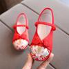 Nice Han Chinese Clothing Ancient Style National Embroidery Kids Shoes Chinese Style Handwork Silk Kids Girl Canvas Shoes I09132