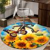 Butterflies And Sunflowers round carpet Chair cushion Round Entryway Rug, Soft Round Rugs for Living Room, Bedroom, Circle Carpet decor gifts