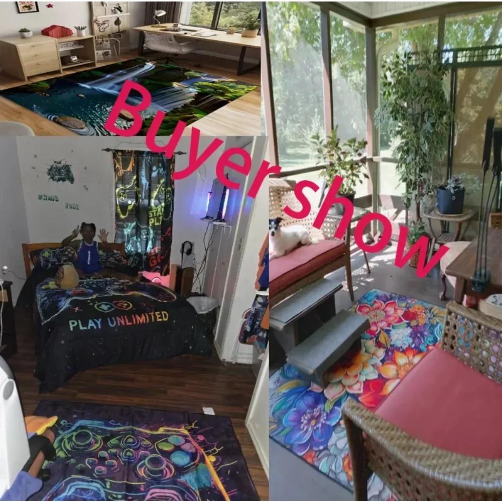 Retro Game Controller Carpet Mat Rug Home Decor Handheld Console Pattern Floor Carpet Gaming Theme European Style Vintage Design