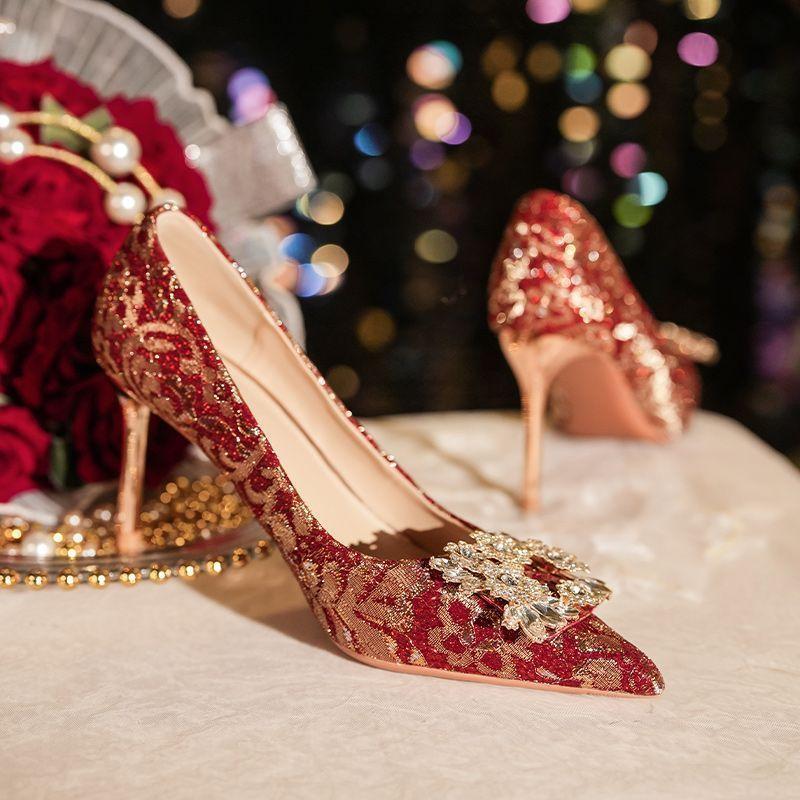 Wedding shoes high heels women's 2025 spring and summer new fashion wear versatile niche high-end sense beautiful bride shoes