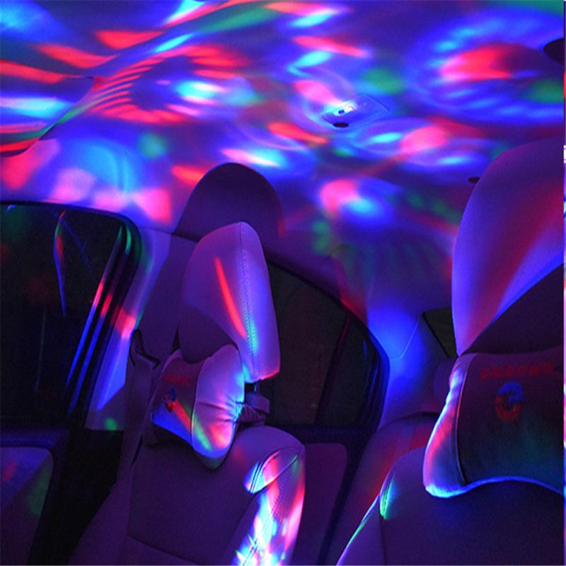 Usb Plug Colorful Lights Car Atmosphere Lamp Led Portable Mini Sound Control Automatically Rotates