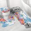 4pcs Healing Oil Painting Pastoral Sea of Flowers and Butterfly Pattern Shower Curtain Set Bathroom Curtain, Bathroom Decora