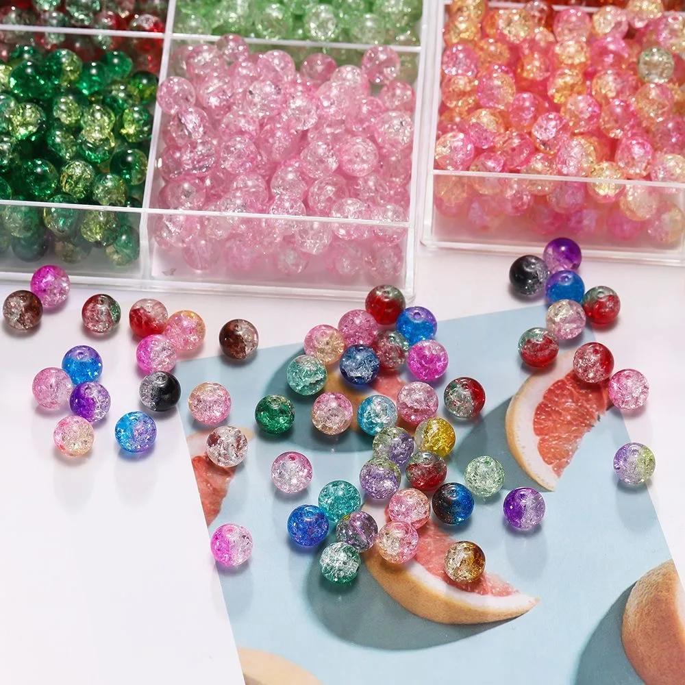 50pcs 8mm Fun New Glass Jelly Crack Imitation Jade Round Beads Sweet DIY Handmade Necklace Bracelet Jewelry Accessorie Beads
