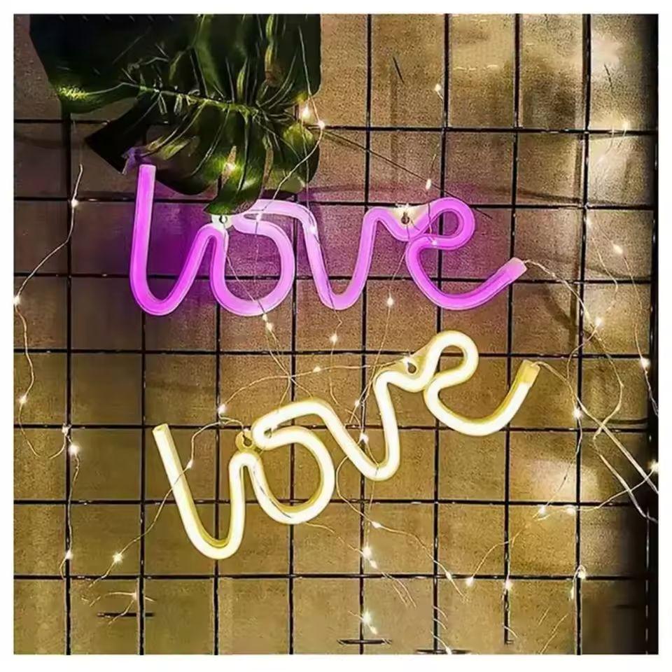 1pc LOVE Shape LED Neon Light,USB&Battery Powered Novelty Letter Neon Night Light,For Parties, Bars,Home,Bedroom,Room Wall Decor
