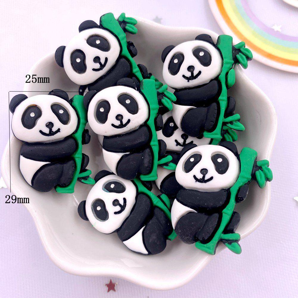 Resina Colorata Kawaii Bambù Grande Panda Figurina Piatta Decorazione Casa Accessori 10 Pezzi Fai da Te Fiocco per Capelli Scrapbooking Artigianato