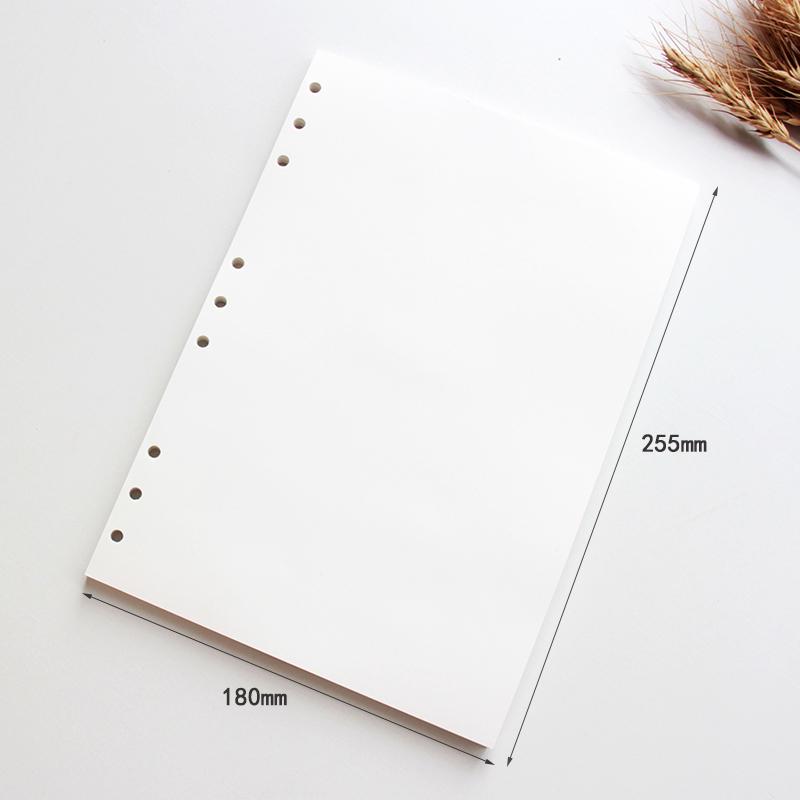 Thickened 120g Blank Loose-Leaf Refill for A6/A7 Travel Stamp Journal Notebook, Six-Hole