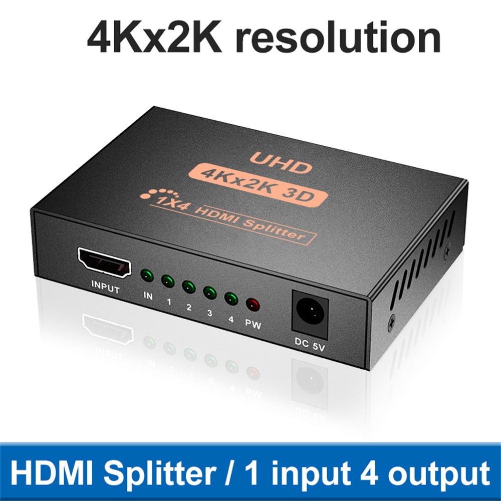 KEBIDUMEI 4K HDMI-compatible Splitter 1x4 Full HD Audio Video Splitter 1 In 4 Out HDMI Amplifier Adapter For HDTV DVD PS3 Xbox