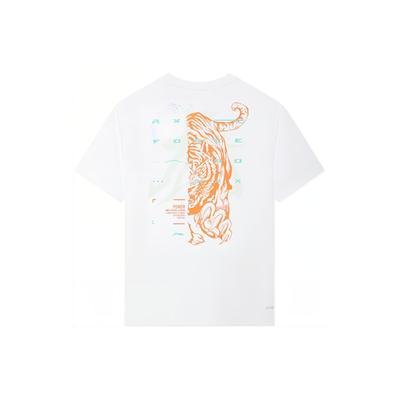 Li Ning Tiger Buchstaben-Print Lässiges Rundhals Kurzarm T-Shirt Herren Tops Weiß ATSSC07-2
