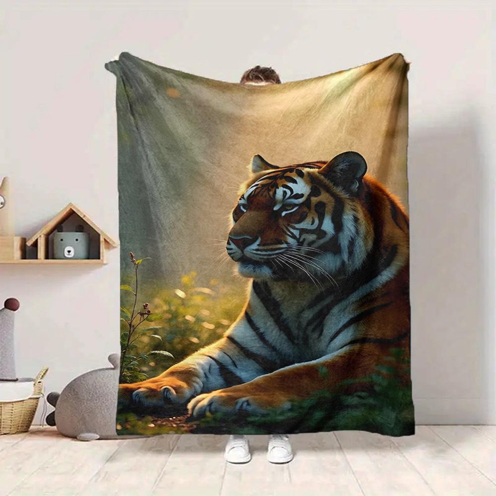 1 Stück Tiger-Print-Decke Warm, Gemütlich Und Weich, Geeignet für Sofas, Betten, Autos Und Bürogebrauch. Perfekt für Camping Und Reisen, Was Sie zu Einem Tollen Geschenk macht