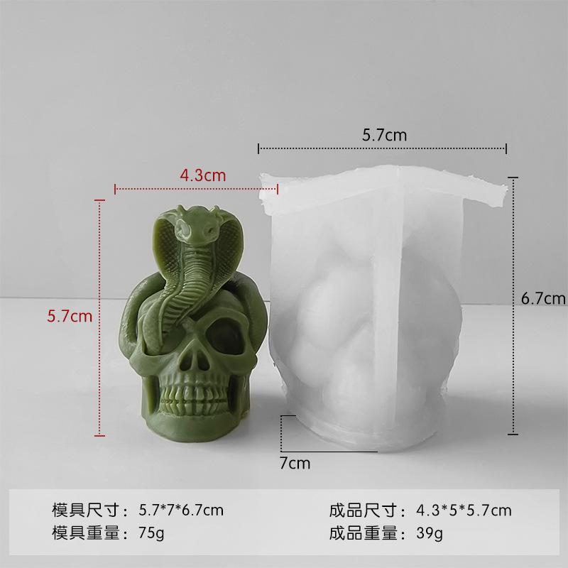 DIY Blume Totenkopf Kerzen Silikonform 3D Schlange Totenkopf Bastelwerkzeuge Gips Harz Seife Betonform Halloween Geschenkherstellungswerkzeug