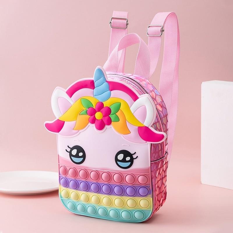 Senmase Unicorn 3D Silicone Backpack for Preschool Kids, 21x17x8 Cm, Pink, Cute & Durable
