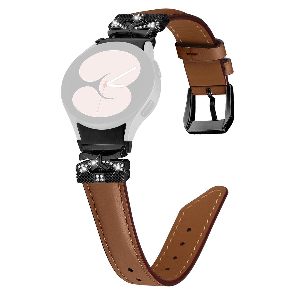 

For Samsung Galaxy Watch6 44mm/Watch6 Classic 43mm/47mm Black Buckle Watchband Butterfly Connector Strap Brown