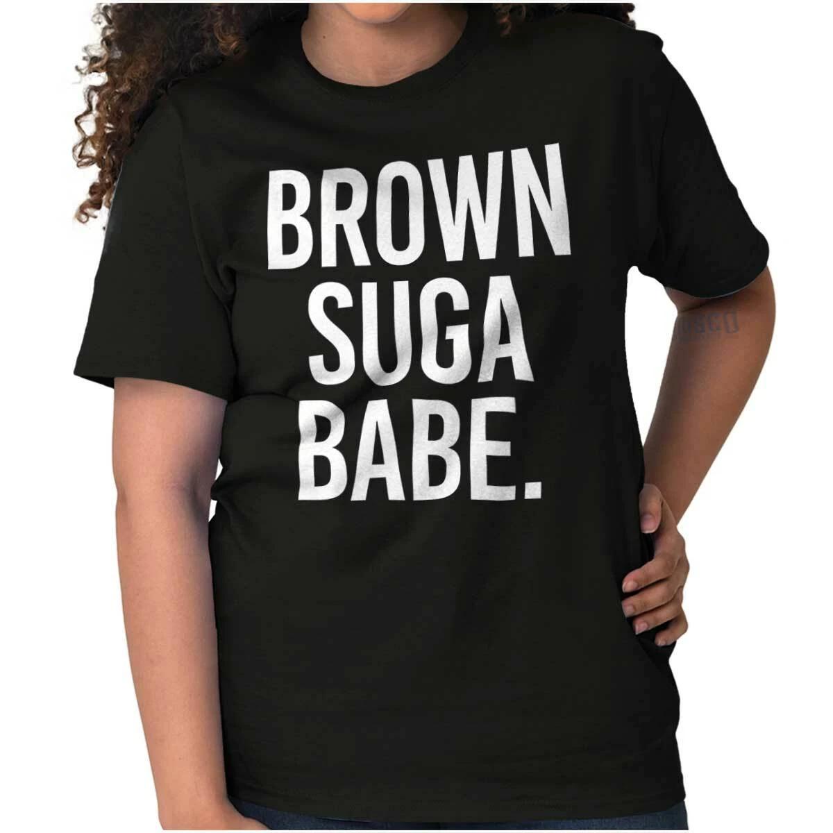 Funny Black Pride Joke Brown Suga Babe Humor Womens Graphic Crewneck T Shirt Tee XL