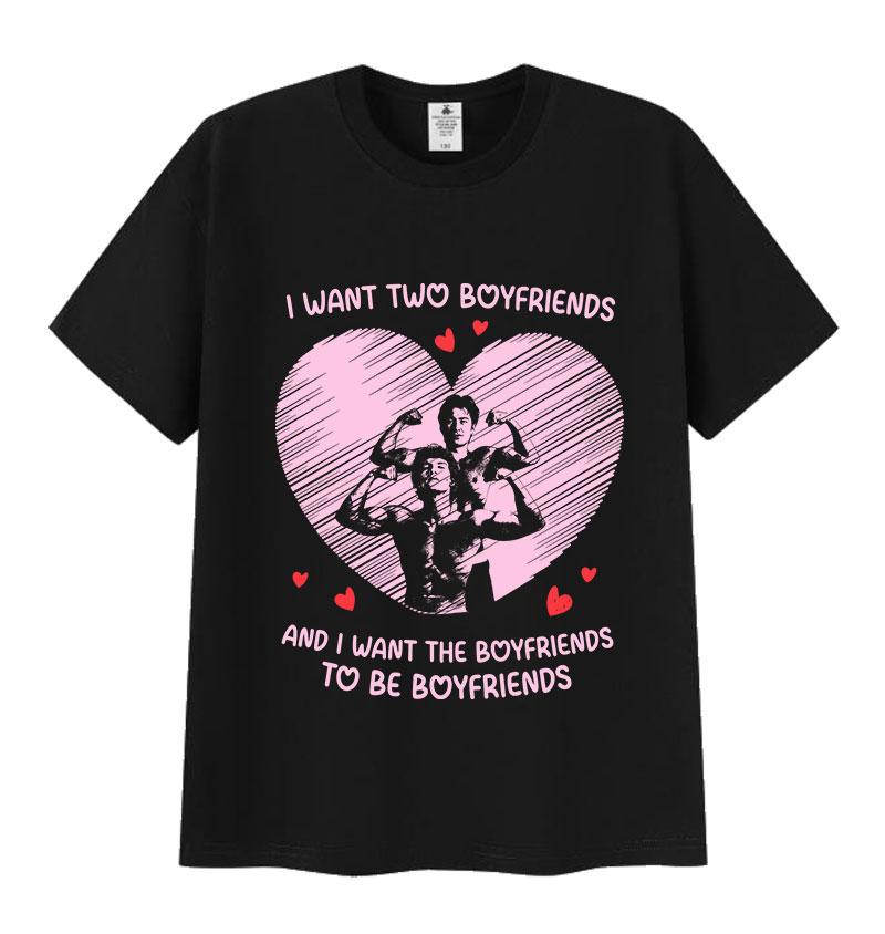 

Ilya Shane I Want Two Boyfriends Heated Rivalry Pink Heart Graphic T Shirt Men Women Harajuku Vintage Oversized Cotton Tshirts S