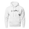 Mountain Heartbeat Hoodies Teens Sweatshirt Autumn Long Sleeve Hooded Sweatshirt Hoodie Black Gray Sportswear