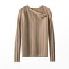 Women's Round Neck Cashmere Ribbed Slim-Fit Sweater, Long-Sleeve Winter Knit Top