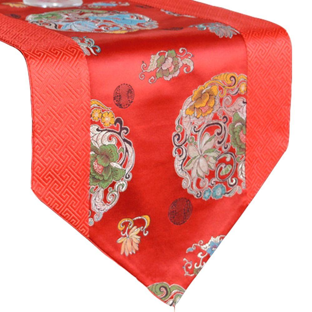 Long Satin Embroidery Wedding Chinese Style Table Cover Table Runner Table Decoration TableCloth