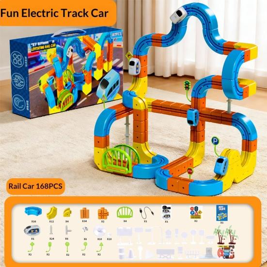 1 Set Çocuk Elektrikli Raylı Tren Oyuncak DIY Tren Yapı Bloğu Ray Yapım Kiti Küçük Çocuklar Erkek Kızlar Elektrikli Tren Ray Montaj Oyuncak
