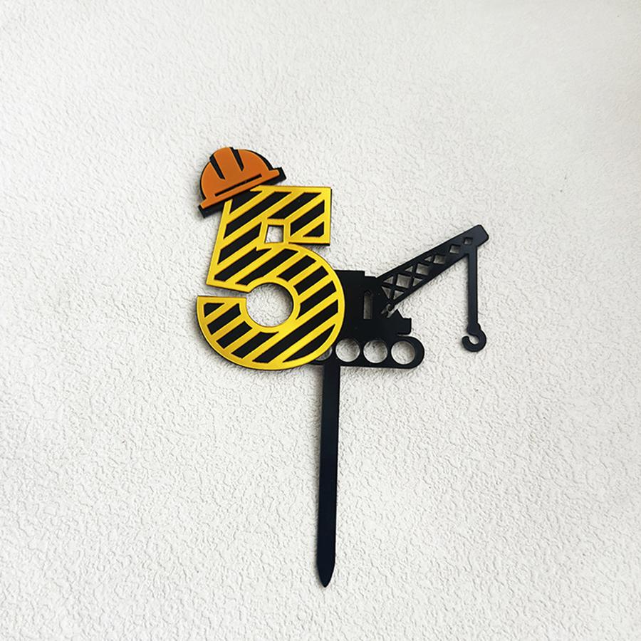 1pc Acrylic  Number 1-9 Year old  Boy's Birthday Cake Topper  For Children's Birthday Party Cake Decoration