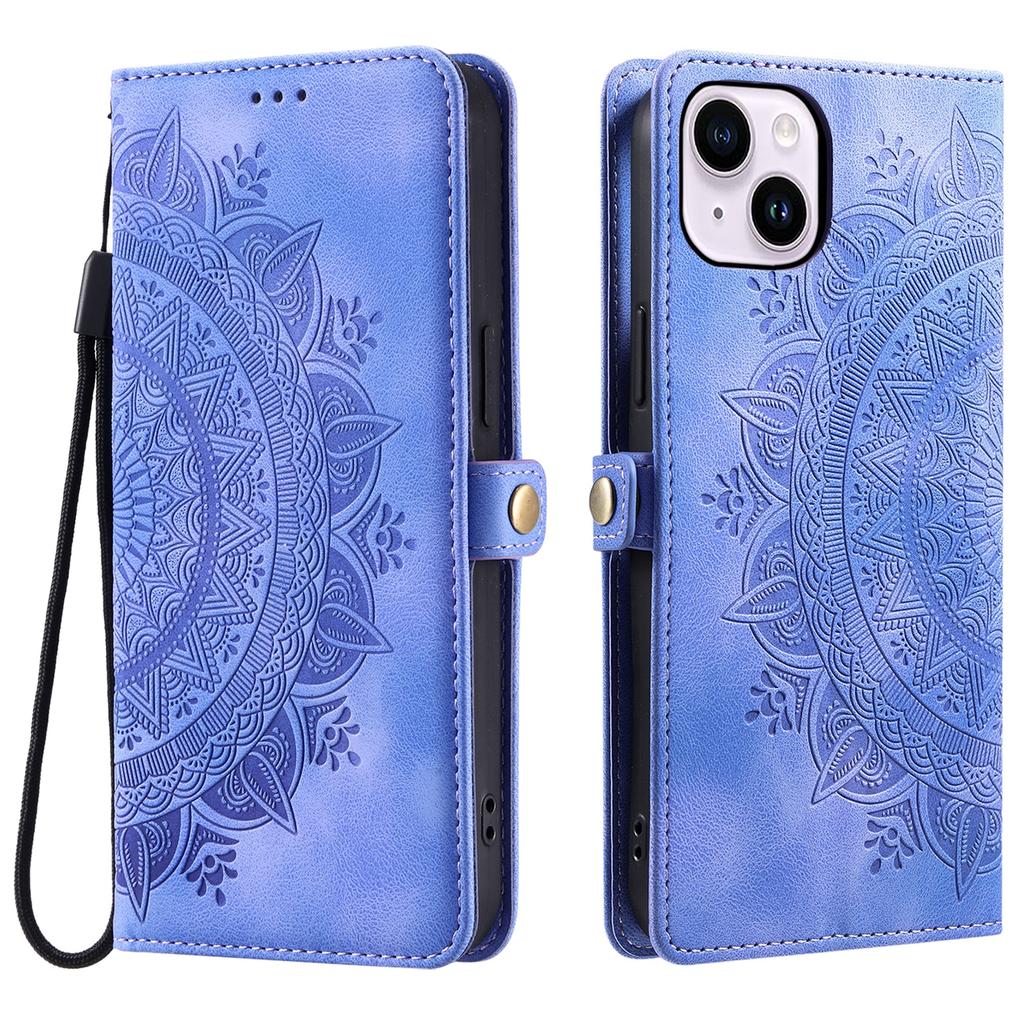Stil 016 Für iPhone 15 Hülle Hautgefühl Totem Prägung Brieftasche Leder Handyhülle