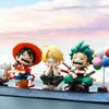 ONE PIECE  Anime6pcs Set 12-15cm Monkey D Luffy Q-Version PVC Model Desktop Car Ornament  Kids Birthday Christmas Gift Toys