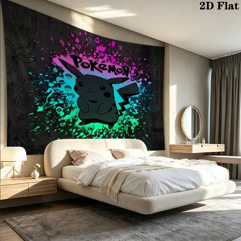 Pokemon Wall Tapestry Aesthetic Wall Hanging Printed Fabric Blanket Decorative Tapestries For Bedroom Living Room Home Decor
