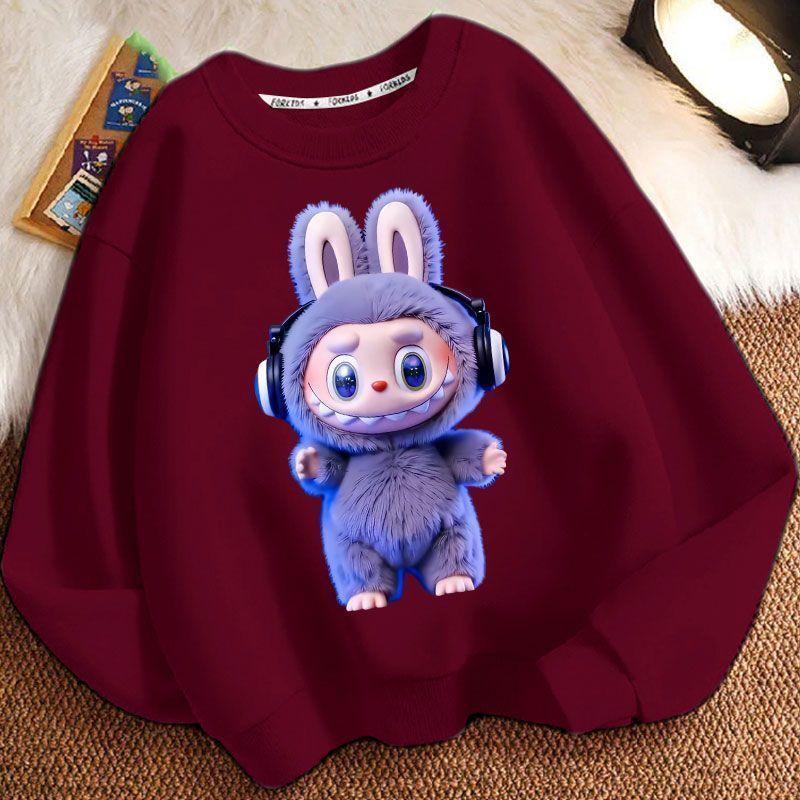 29/5000 Children's LBB Cartoon Hoodie, Long-sleeved Loose Round-neck Hoodie for Boys and Girls Spring and Autumn