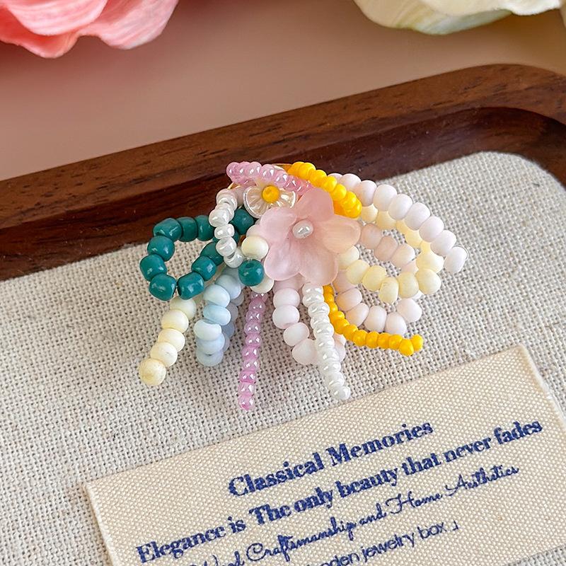 Beaded Floral Shoe Clips Colorful Flower 3D Tassel Shoe Diy Decorations For Woman Korean Jelly Shoes Accessories