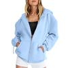 Women's Autumn Fashion Zipper Hoodie Long Sleeve Hooded Pullover Sweatshirt Casual Solid Color Tops with Pockets