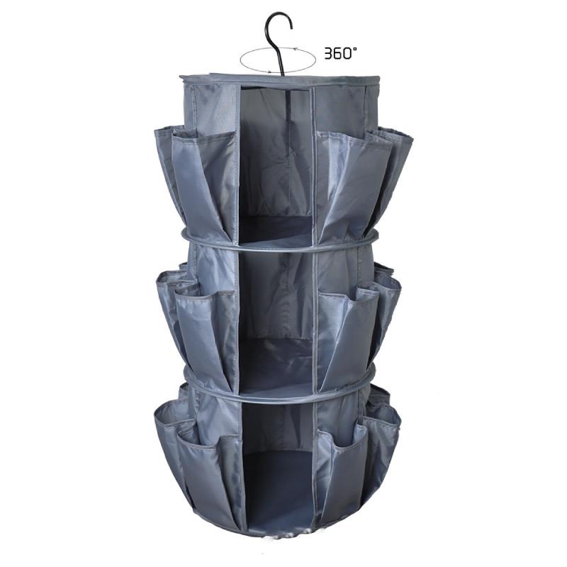 3 Layer Round Shoe Storage Hanging Bag Oxford Fabric Closet Hanging Organizer