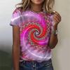 3D Printed Color Rotating Pattern T-shirts Summer Retro Loose Round Neck Short Sleeved Women's T-shirts