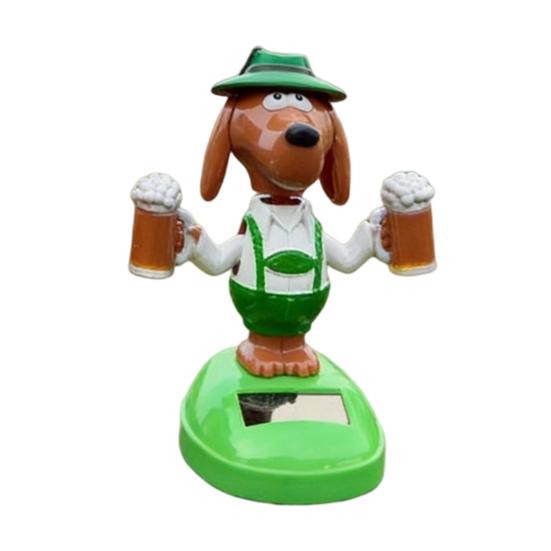 Solar Powered Wobbling Dog Car Ornament Cute Beer Pet Swing Figure for Dashboard Eco-Friendly Vibrating Toy