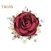 Women Brooch 3D Rose Leaf Faux Pearl Rhinestone Lapel Collar Pin Bag Scarf Hat Decoration Brooch Prom Party Jewelry