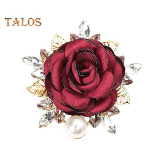 Women Brooch 3D Rose Leaf Faux Pearl Rhinestone Lapel Collar Pin Bag Scarf Hat Decoration Brooch Prom Party Jewelry
