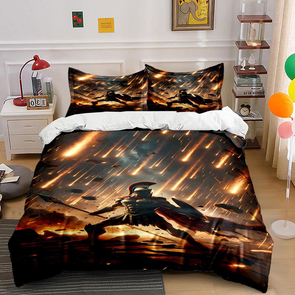 Warrior amidst fiery streaks. Bedding sets Duvet cover sets Duvet covers Pillowcases(1 * Duvet Cover 2 * Pillowcases, without duvet insert)