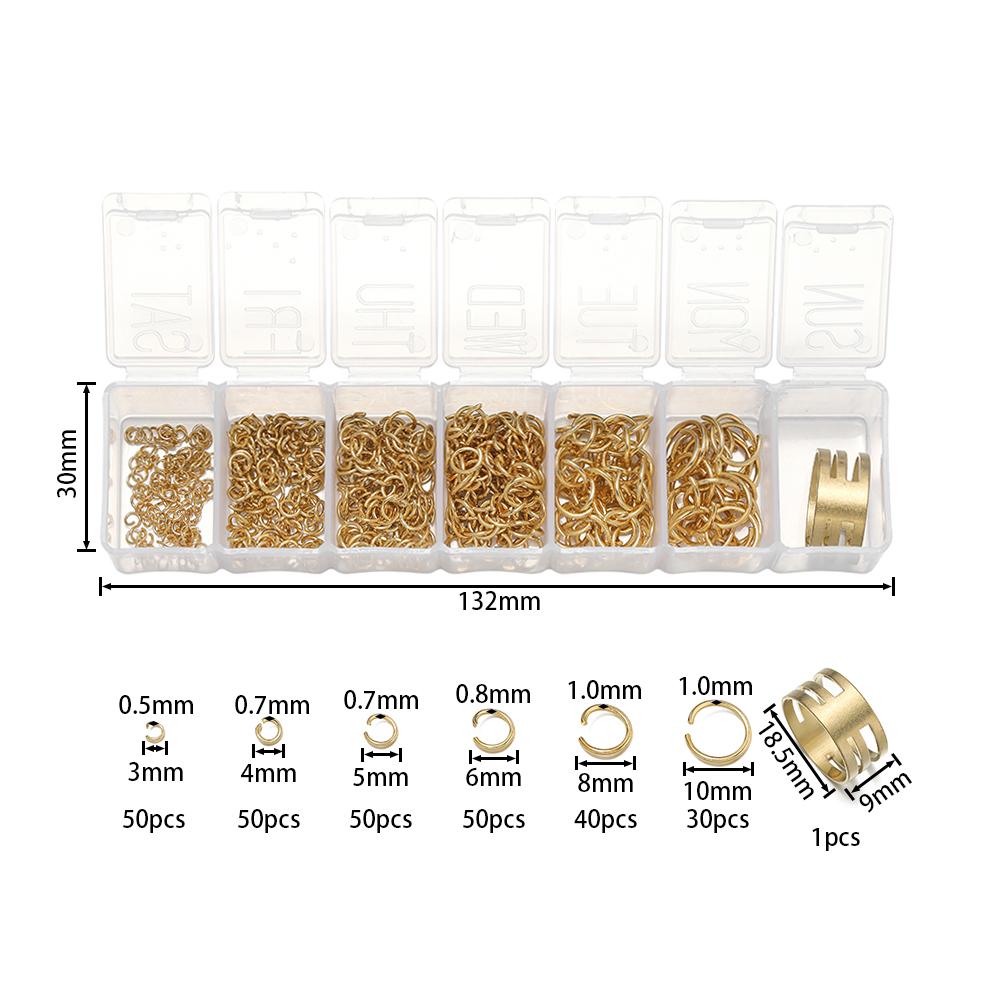 7Grids/Box Stainless Steel Open Jump Rings Split Rings Connectors Sets for DIY Bracelet Necklace Jewelry Making Accessories