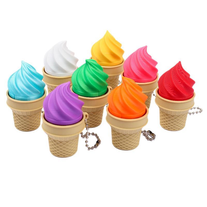 Anti-Stress Ice Cream Cone Keychain 1Pcs Soft Calming Finger Button Fidget Toy for Office Workers Anxiety Relief