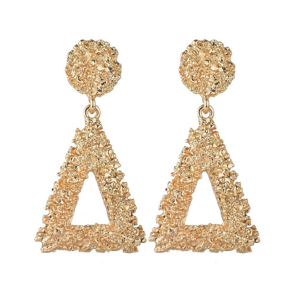 European & American Style Geometric Metal Hollow Triangle Earrings for Women