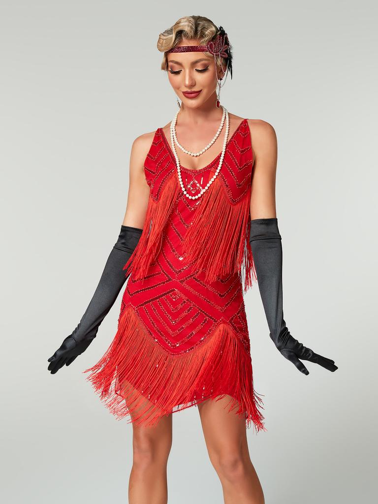 Saia suspensório com franjas de lantejoulas Vestido de noite para festa de baile Gatsby vintage europeu e americano vestido vestido