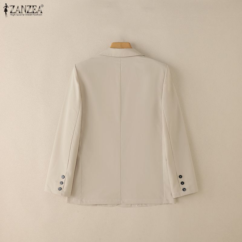 ZANZEA Women Notched Lapel Long Sleeve Solid Color Casual Cardigan Blazer
