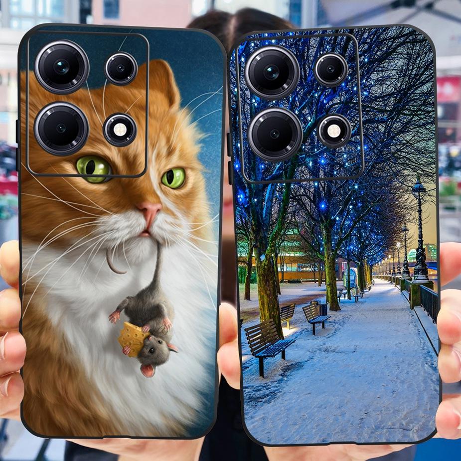 For Infinix Note 30i Case X6716 Stylish Cat Flowers Painted Cover Soft Silicone Phone Case For Infinix Note 30 Pro Note30 Bumper