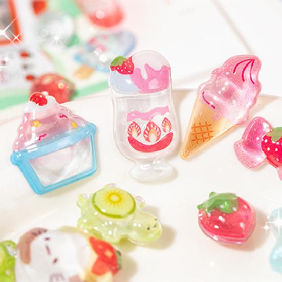 Cat Desserts Puffy Stickers 3D Cute Cartoon Animal Ice Creams Stickers Kawaii Mini Turtles Stickers for Scrapbooks Planner Journals Laptops Phone Case