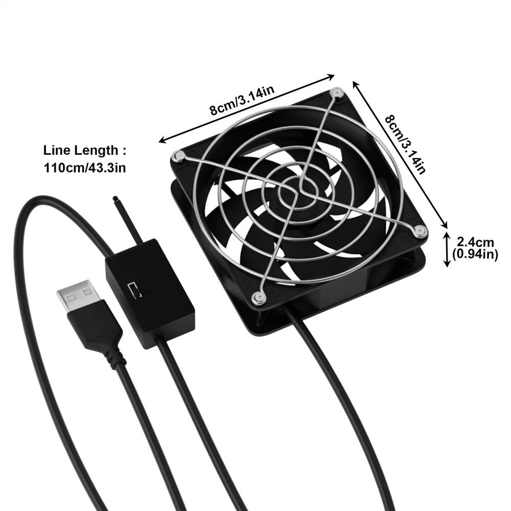 Computer Cooling Fan 5V Temperature-Sensitive USB Coolers USB Fans For Router Receiver Amplifier Modem TV Box Home Living Room No Rgb&Black