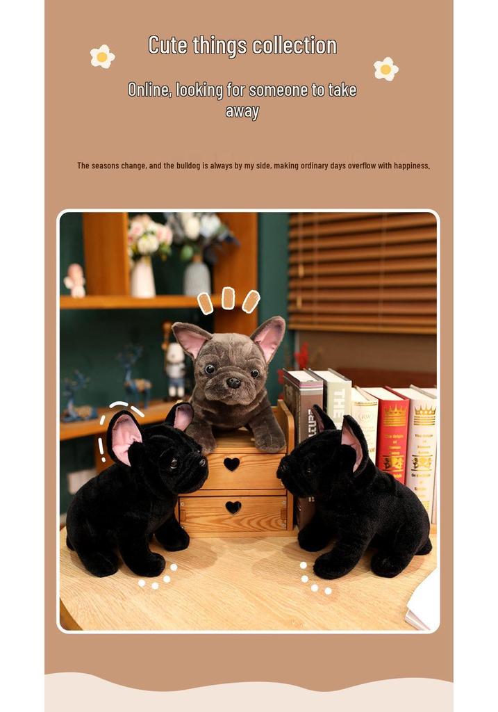 Gray Bulldog Plush Toy - French Bulldog & Shar Pei Mix