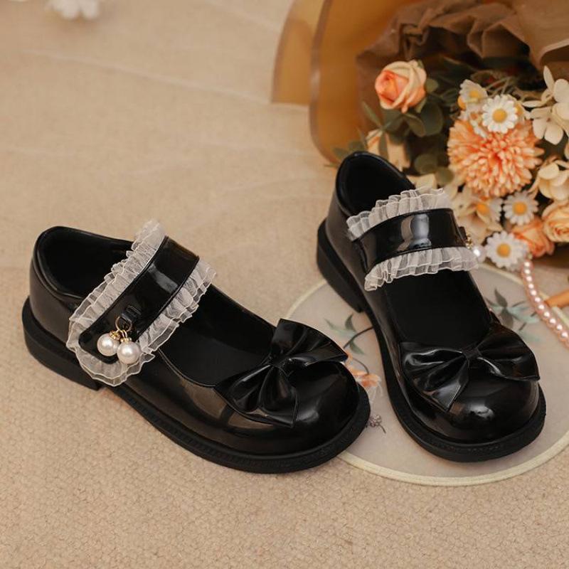 New girls single shoes retro national style medium and older children's shoes comfortable platform non-slip princess shoes buckle four seasons ha