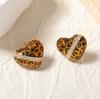 Korean Niche Unique Temperament Fashion Simple Leopard Print Love Stud Earrings Women's Autumn and Winter Alloy Dripping Oil Daily Versatile Models
