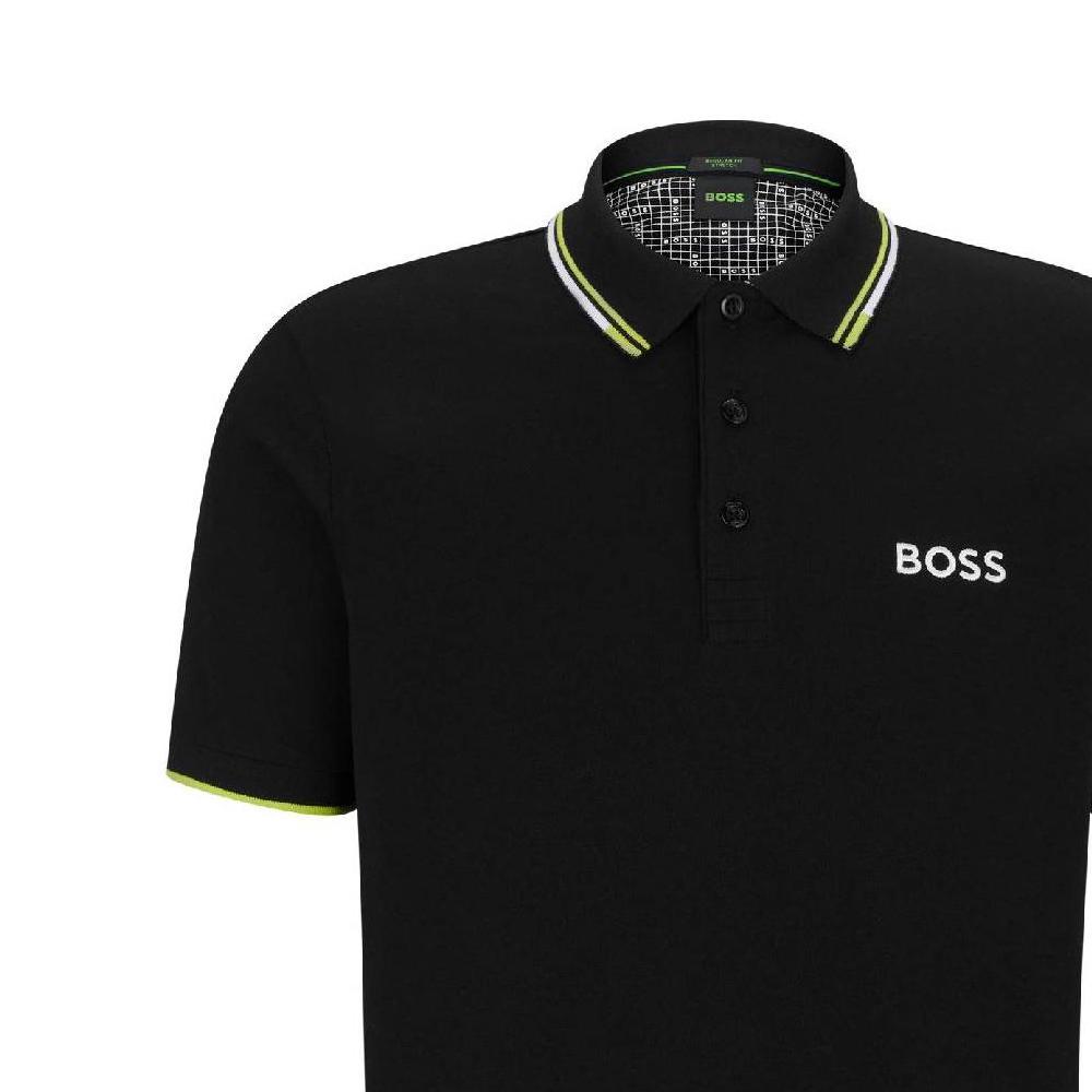 HUGO BOSS SS23 Polo Shirts Men's Black Polo Collar Moderate Straight Fit 50469094-002