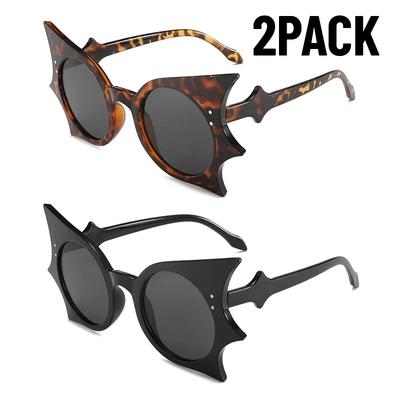 2PACK Unique Bat Shaped Sunglasses for Women Classic Funny 90s Eye Wear Stylish Novelty Goth Eye Wear for Halloween Costume Party