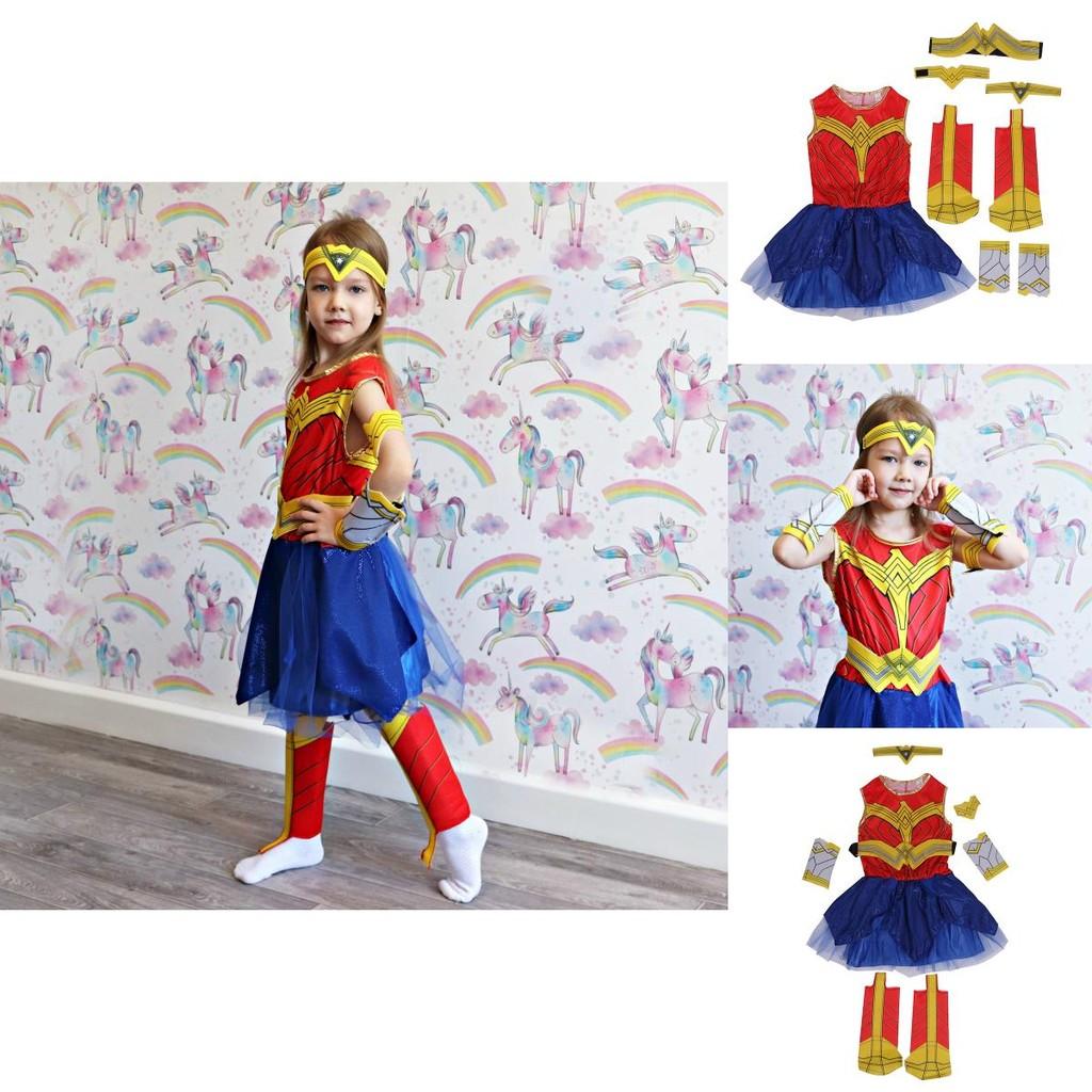 Wonder Woman Cosplay Costume For Kids Halloween And Party Suit For Girls